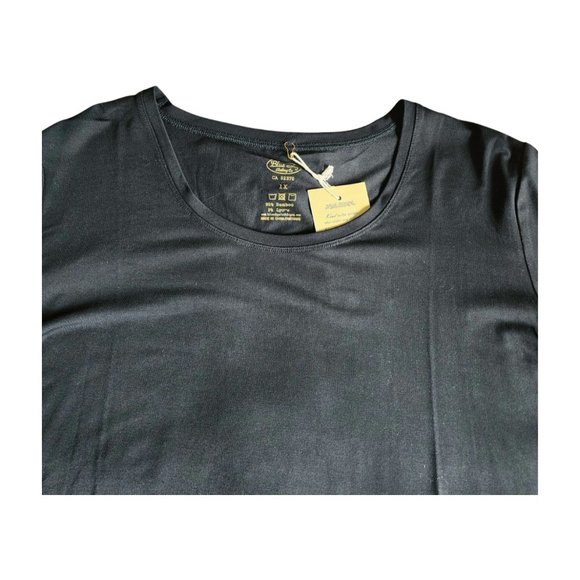 Blue Sky Plus Size Black 3/4 Sleeves Tunic with Crew Neck Soft Jersey. Size 1X - Picture 7 of 9